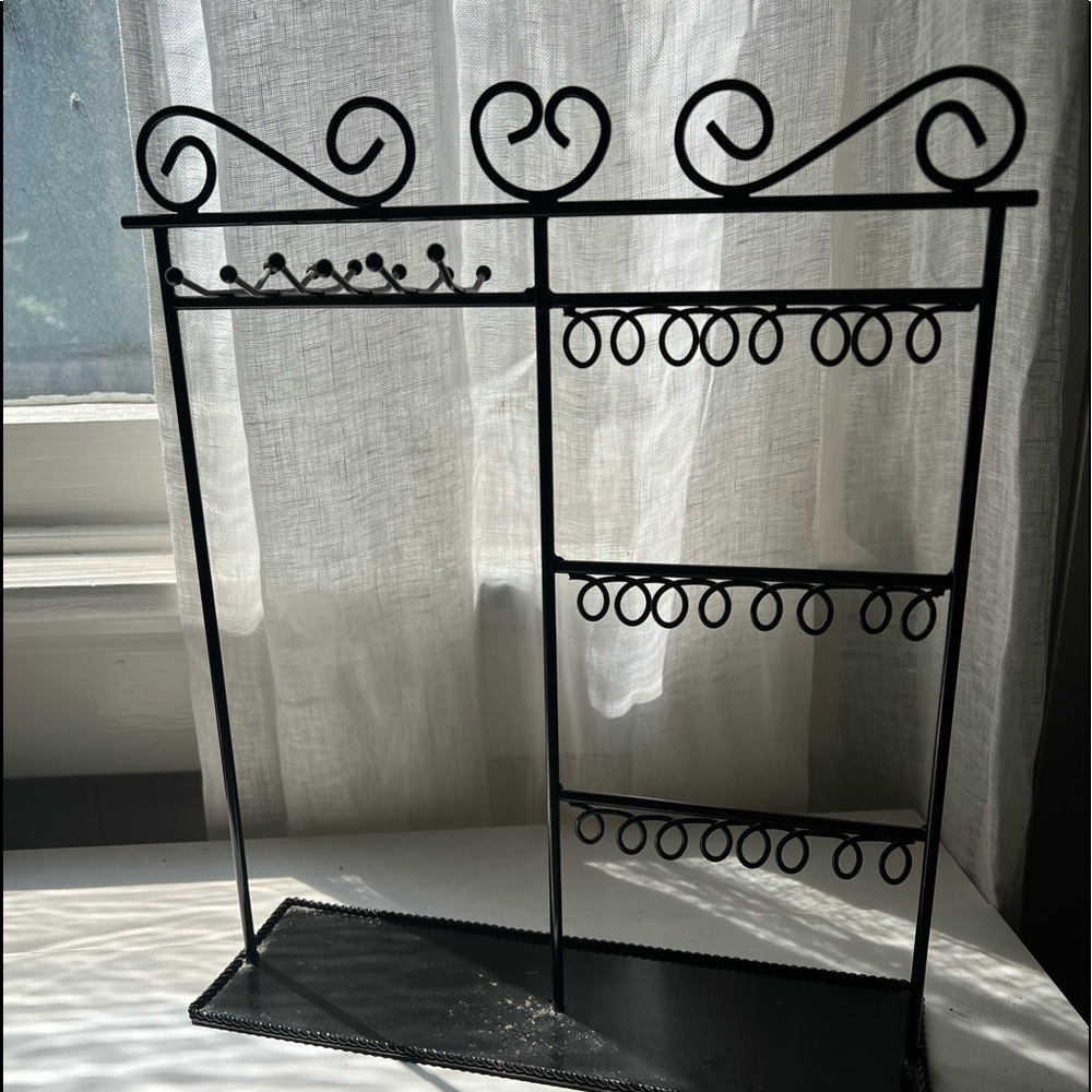 Black jewelry organizer, holds so much. Nice and sleek too.